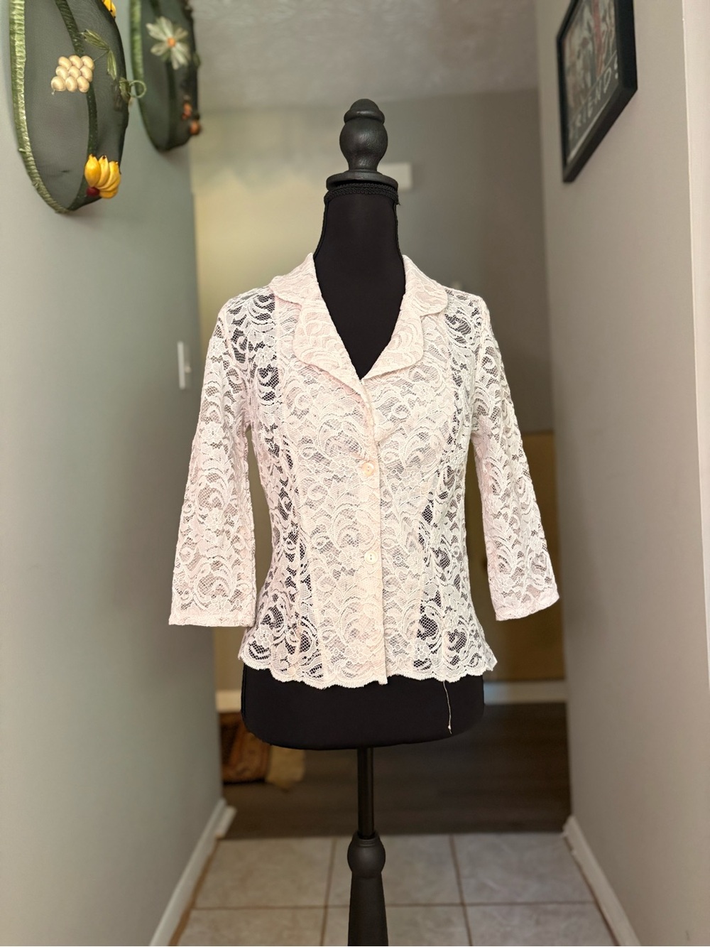Hot Kiss Ivory Lace Button-Front Blazer